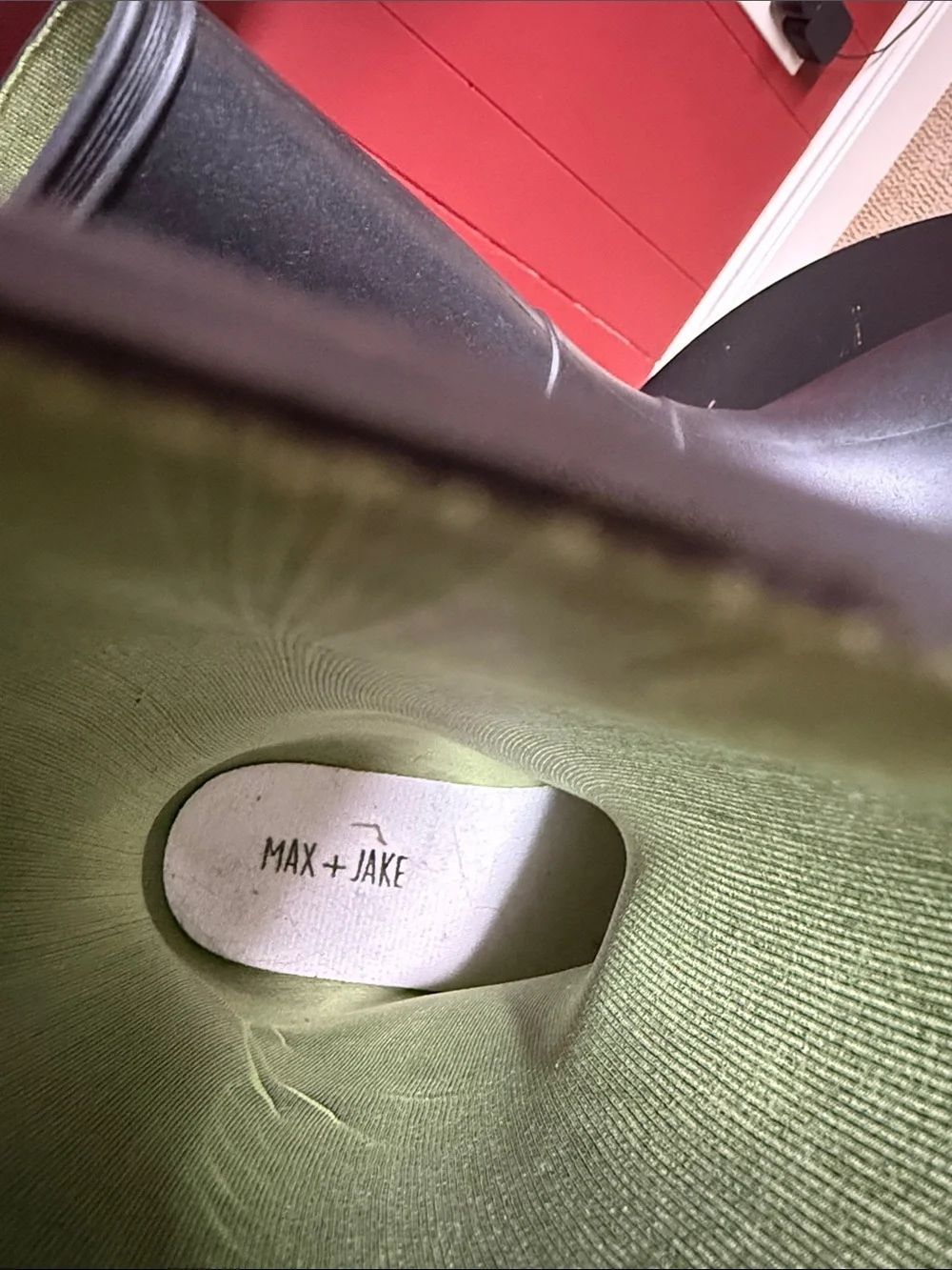Max + Jake Black Rain Boots with Green Interior